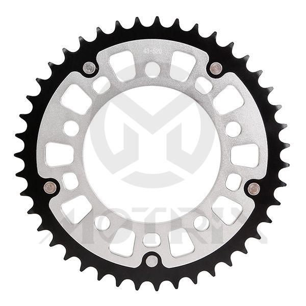 Dual metal rear sprocket. S45C STEEL. AL7075 with T6 heat-treatment aluminum