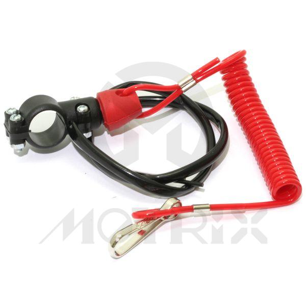 Tether line kill button switch with handlebar mount for UNIVERSAL