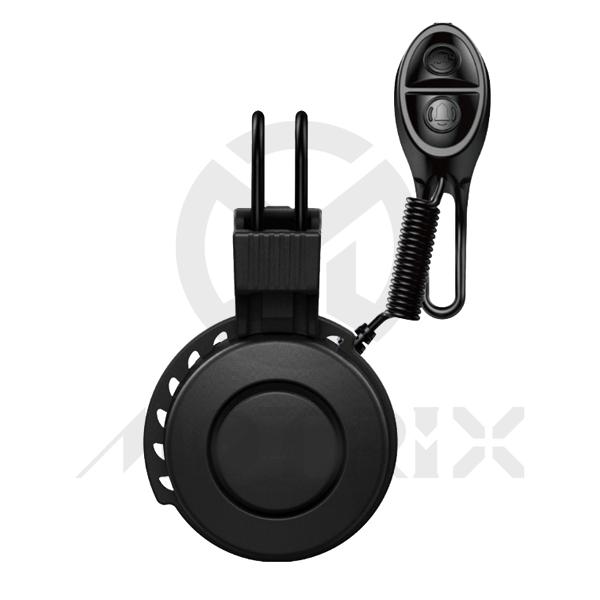 Bicycle horn. Size: 49mmX66mm. ABS+PC. Weight: 40g. Sound Mode: Whistle, Trumpet, Siren, Didi