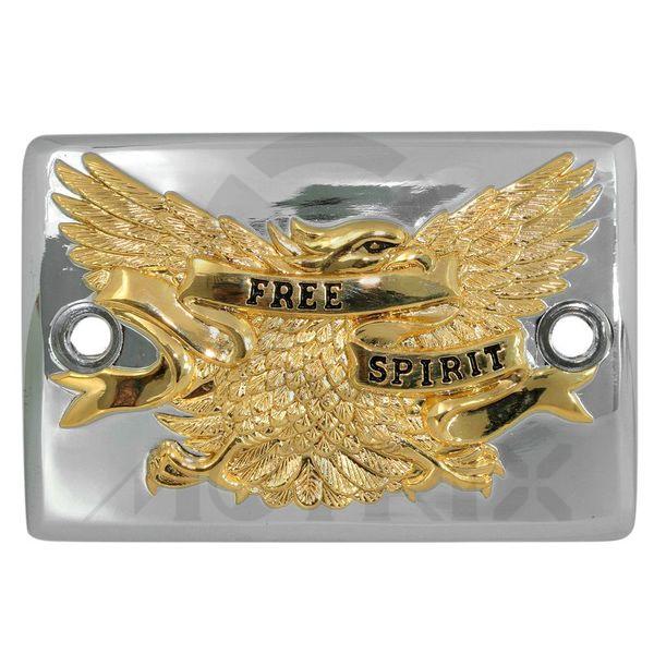 Master cylinder cover gold eagle style ,rectangle. For  YAMAHA XV750/1100