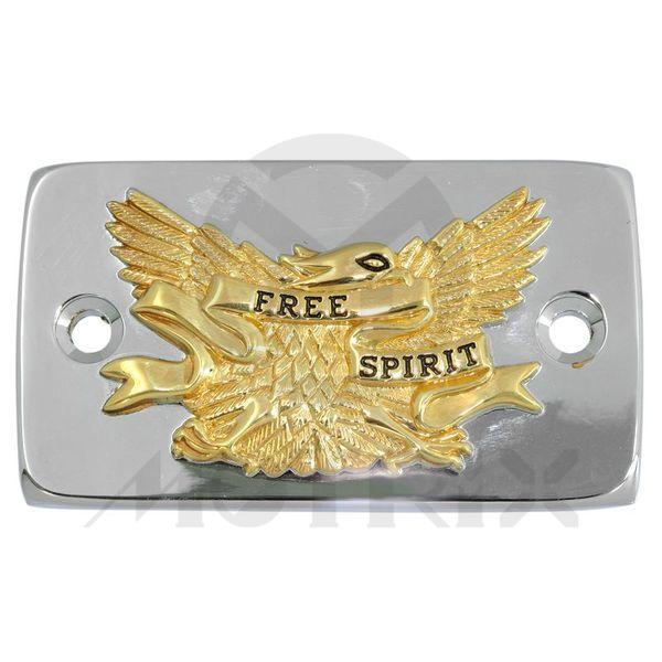 Master cylinder cover gold eagle style, rectangle. For SUZUKI VS400/800