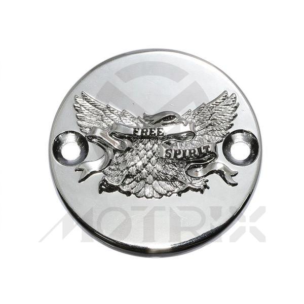 Master cylinder cover silver eagle style, round. For KAWASAKI