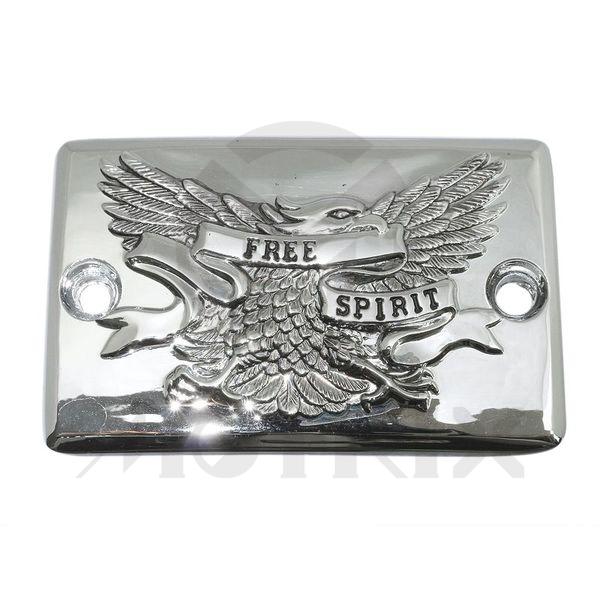 Master cylinder cover silver eagle style, rectangle. For YAMAHA XV535