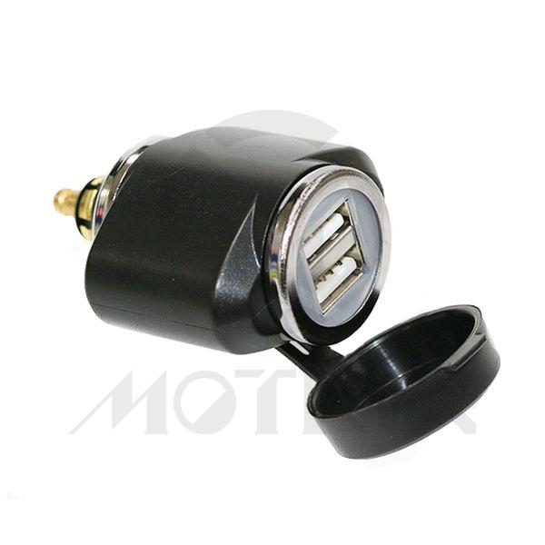 Dual USB2.0 total 2A sockets with PVC cover for motorcycle