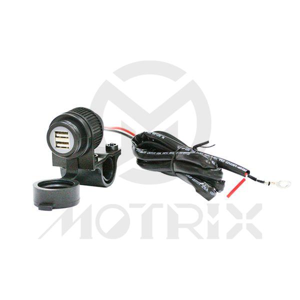 12V powered dual USB cable handlebar mount 120cm line with waterproof covering dual 5V/2A USB power output