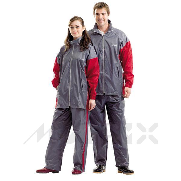 Rain suit,  color: red/gray, material: 100% nylon/PU (t-core wf) MOQ: 50SUITS