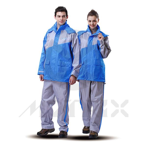 Rain suit, color: blue/gray material: 100% nylon/PU (t-core wf) MOQ: 50SUITS
