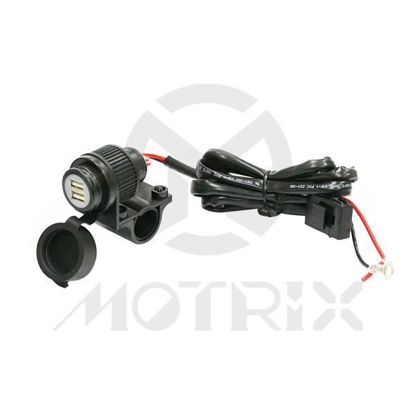 Dual 5V/2A USB power output with waterproof covering + 3A fuse