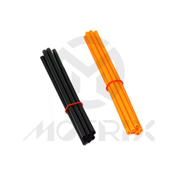 Spoke skin fits 21 inch, front/rear wheel length: 8.5 inche. Black 8.5 inch (19pcs)+Orange 8.5 inch (19pcs)