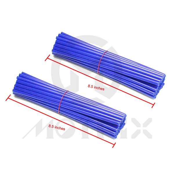 Spoke skin fits 21 inch, front/rear wheel length: 8.5 inche. Blue 8.5 inch (38pcs)