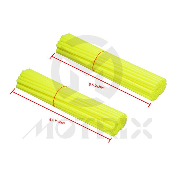 Spoke skin fits 21 inch, front/rear wheel length: 8.5 inche. Yellow 8.5 inch (38pcs)
