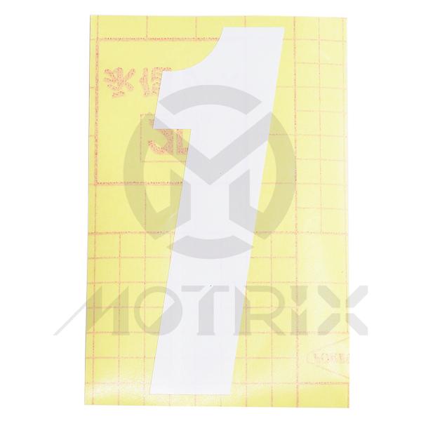 (Number#1) White vinyl sticker 10pc per bag