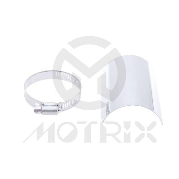 Straight universal heat shield chrome 4 inch