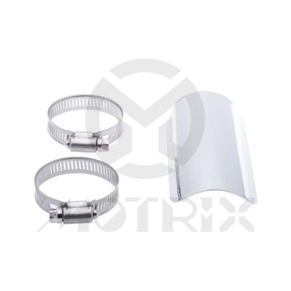 Straight universal heat shield chrome 5 inch