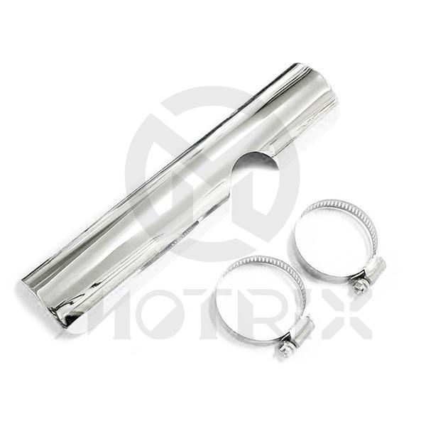 Straight universal heat shield chrome 10 inch