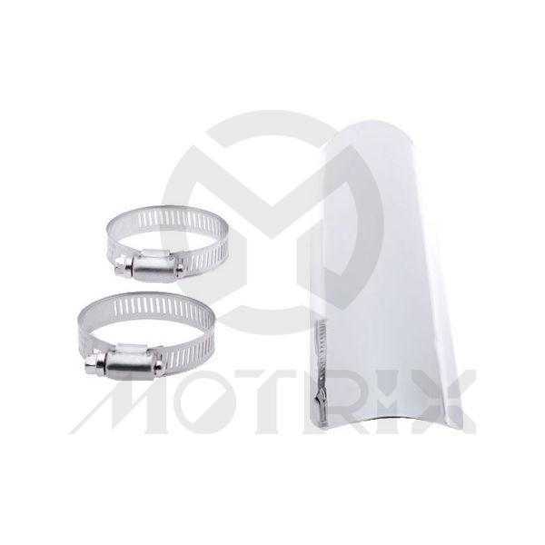 Straight universal heat shield chrome 12 inch