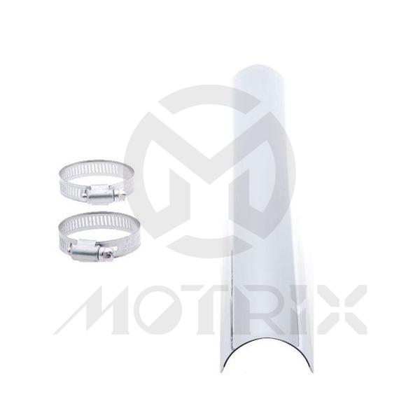 Straight universal heat shield chrome 18 inch
