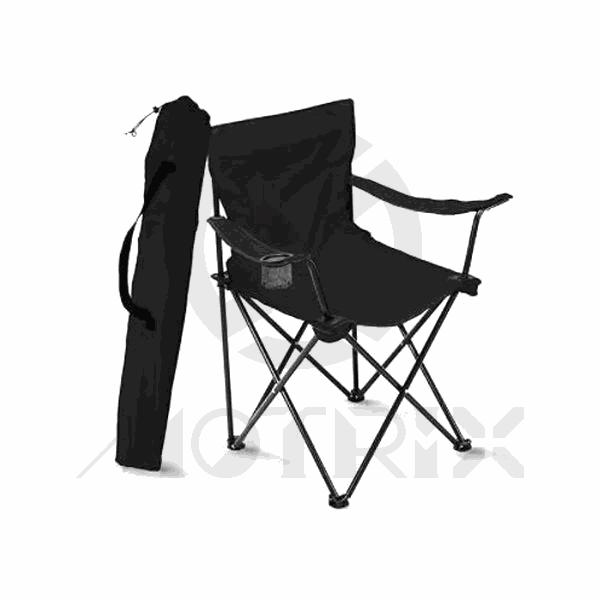 Black folding camping chair 600D oxford+metal stand, 120kg