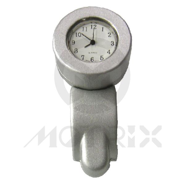 Aluminum housing clock with clamp white face