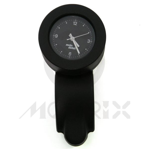 Black face aluminum housing clock with clamp black housing
