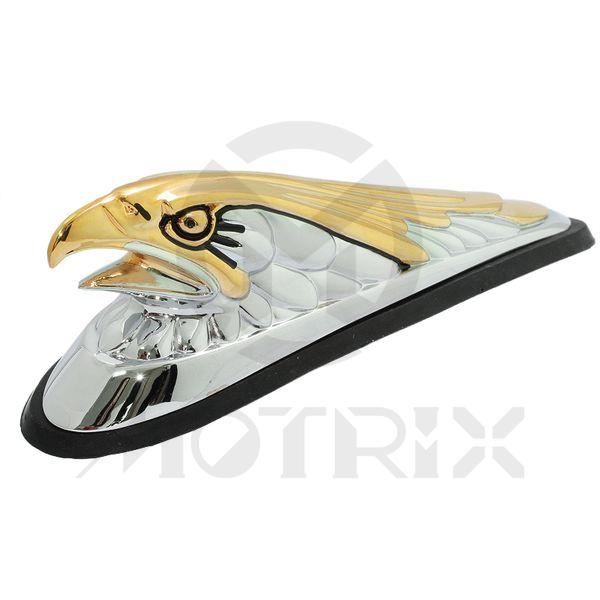 Eagle head fender ornament, gold accented eyes and beak