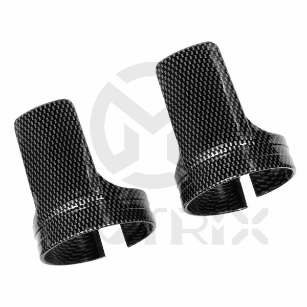 Carbon look fork shrouds with steel clamp