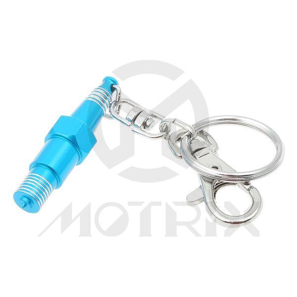 Spark plug key ring blue