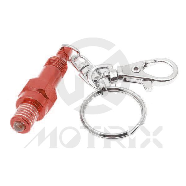 Spark plug with light key ring red