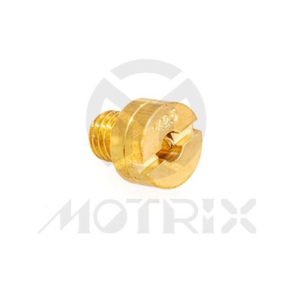 Carburetor jet, size: SJ142.5. MIKUNI slot head style