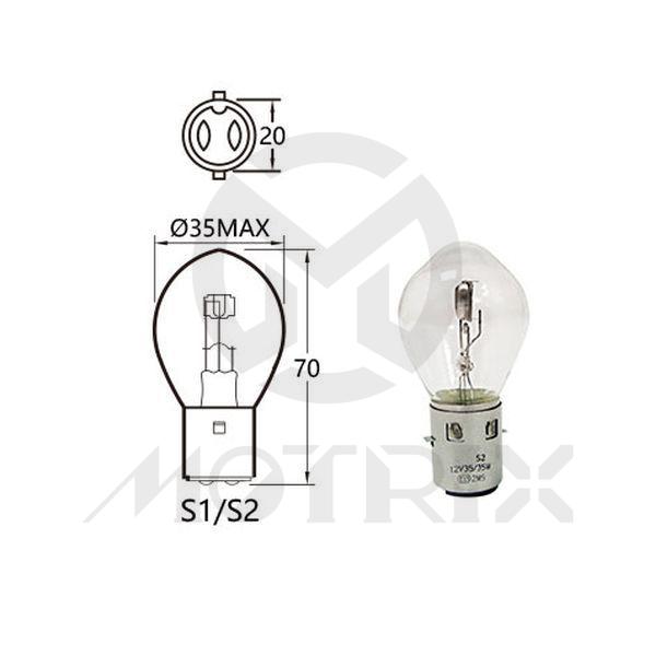 Bulbs B35 BA20D 12V 25/25W clear