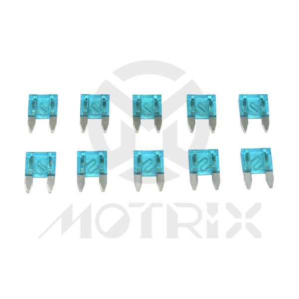 Mini blade fuse 12V / 15A blue (10PC/PKG)
