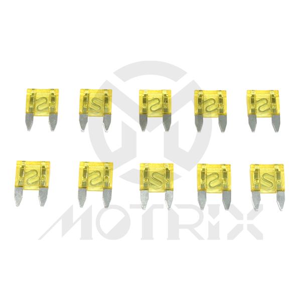 Mini blade fuse 12V / 20A yellow (10PC/PKG)