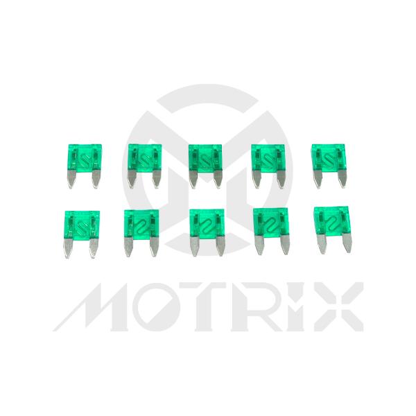 Mini blade fuse 12V / 30A green (10PC/PKG)