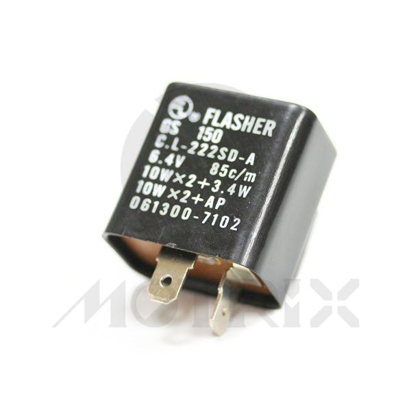 Flasher relay 6.4V, 85c/m, 10Wx2+3.4W, 10Wx2+AP, 2pin