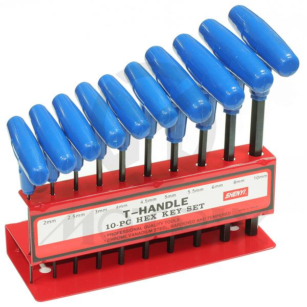 T-bar handle allen key set – 10 pcs size : 2/2.5/3/4/4.5/5/5.5/6/8/10 Mm