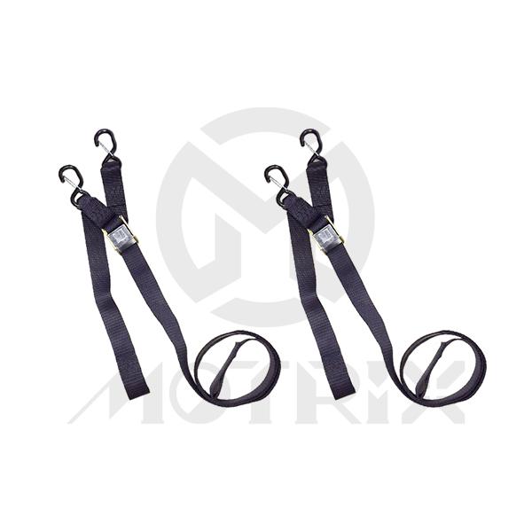 Black 1.5 inch cambuckle tie down nylon strap with 8.0 S hook with snap hook x2pcs