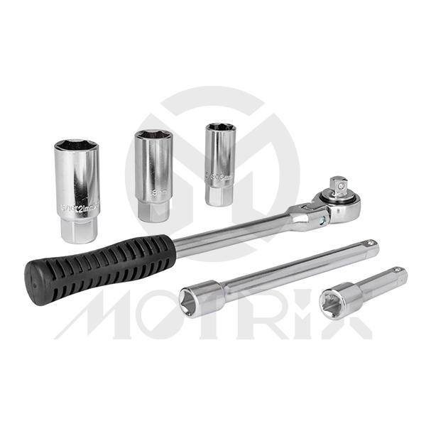 Spark plug tool with 3/8 drive and flexible head for 6sets-16,18, 21mm spark plugs