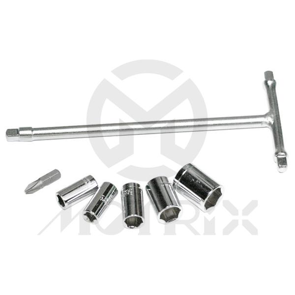 Mini T-handle socket set size : 6/8/ 10/12/14mm & pillpes 2