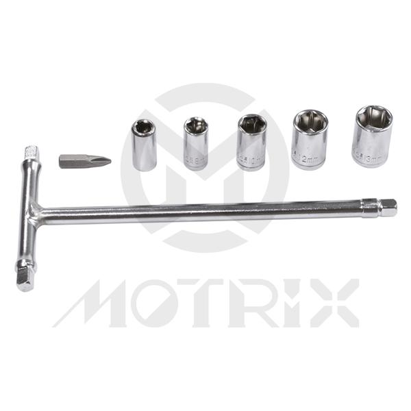 Mini t-handle socket set size : 6/8/10/12/13mm & phillips 2