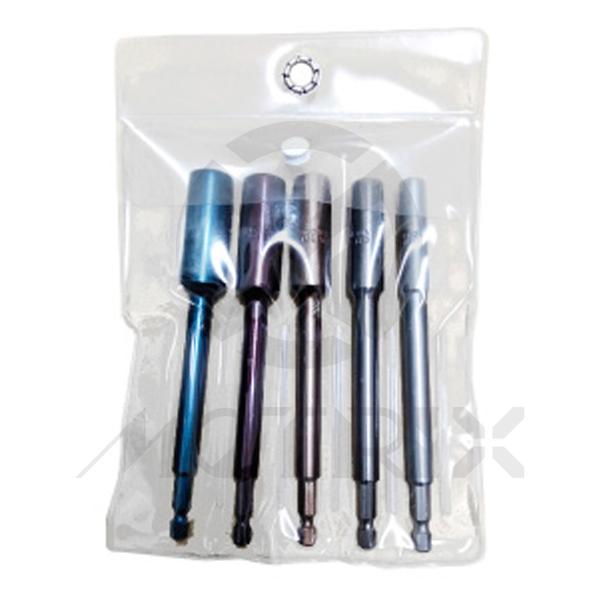 5pc socket bit set 150mm long, size:8/10/12/13/14mm