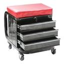 Roller cabinet seat with tool box