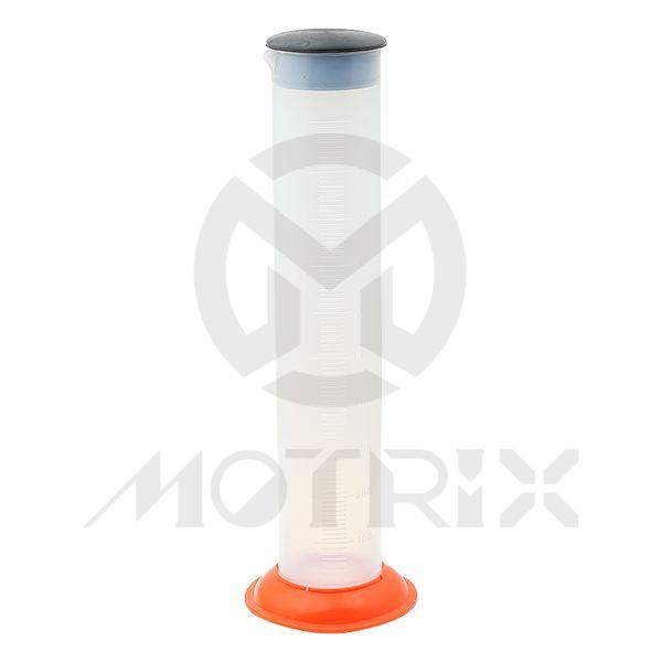 Oil jug in metric 1000cc with black lip, orange base