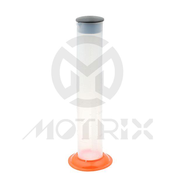 Oil jug in metric 500cc with black lip, orange base