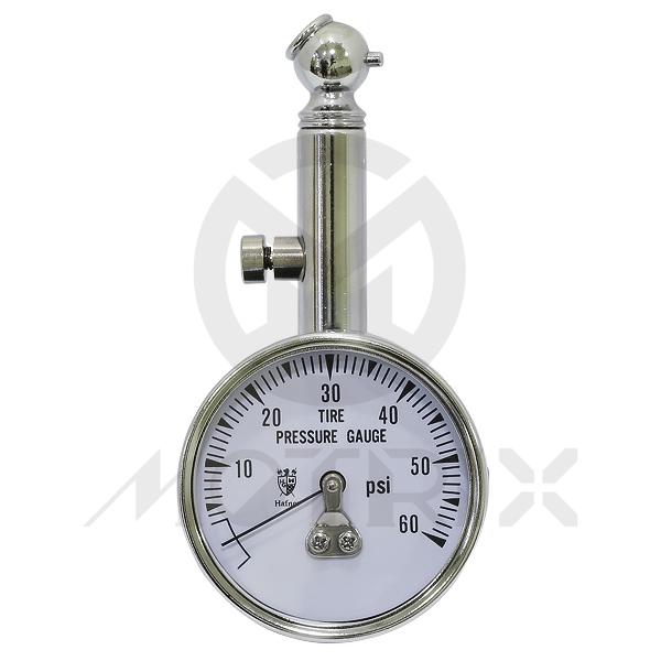 Handy series tire pressure gauge, dial dia.: 2Inch pressure range: 0~60psi, housing: black-painted steel, ring: chrome-painted steel, lens: acrylic