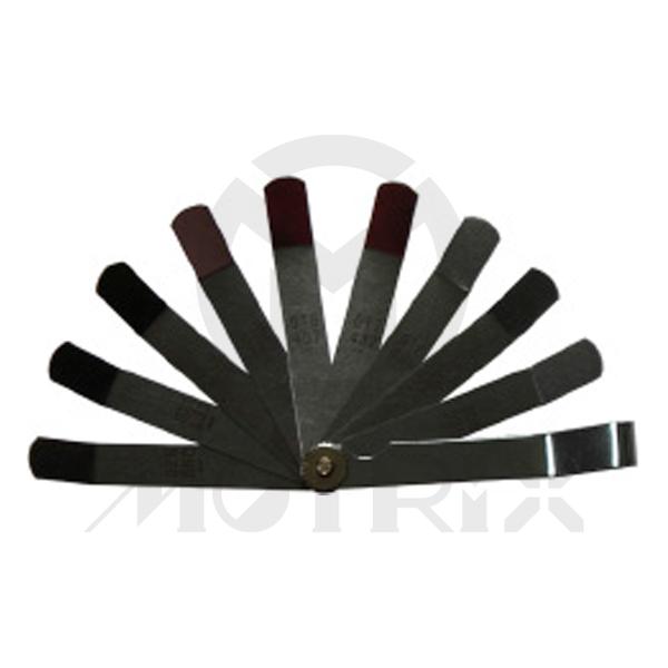 9pc thickness gauge 0.009 inch/0.229mm,0.015 inch/0.381mm,0.016 inch/0.406mm/ 0.017 inch/0.432mm,0.018 inch/0.457mm,0.019 inch/0.483mm/0.020 inch/0.508mm,0.021 inch/0.533mm,0.026 inch/0.660mm