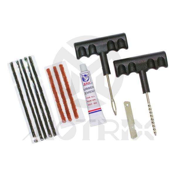 Tire repair kit, 4 inchtire seal*3pc + 6 inchtire seal*5pc+ t1/t2 +glue 20cc*1pc +1pc small knife
