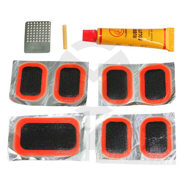 Cold patch repair kit , cold patch: 24x35mm 6pc , 32x50mm 1pc/ metal rasp 1pc