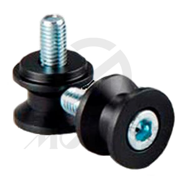 Black crash protectors and for the motorcycle stand use 6mm