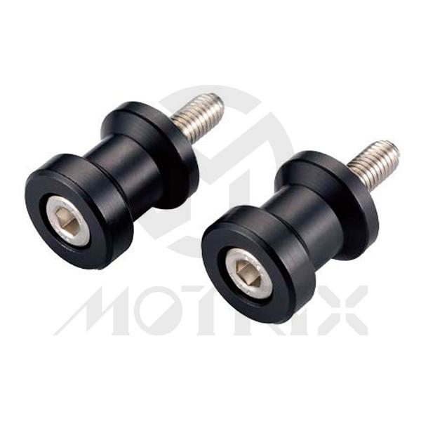 Motorcycle swingarm spools M6, black. For Aprilia RS250 / YAMAHA YZF R6 / TRIUMPH