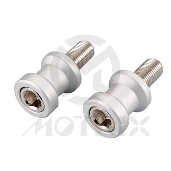 Motorcycle swingarm spools M12, silver. For KAWSAKI ZX 6R, ZX7R